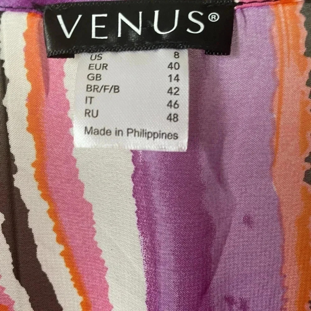 VENUS | Women’s Pink/Purple/White/Black Stripe Plunge Hi-Low Top Size 8 - Picture 8 of 10